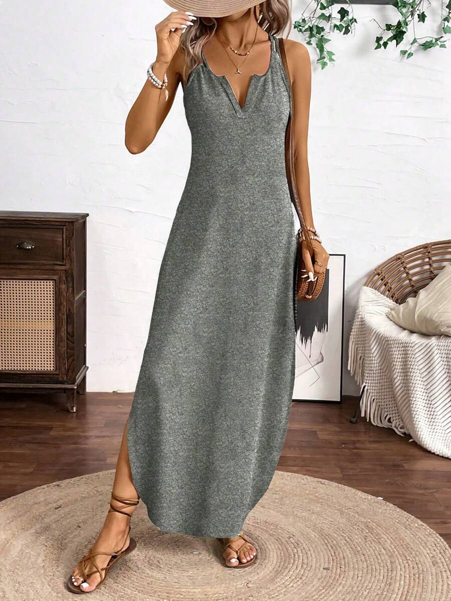 Summer New Sleeveless Strappy Striped Printed Maxi Dress