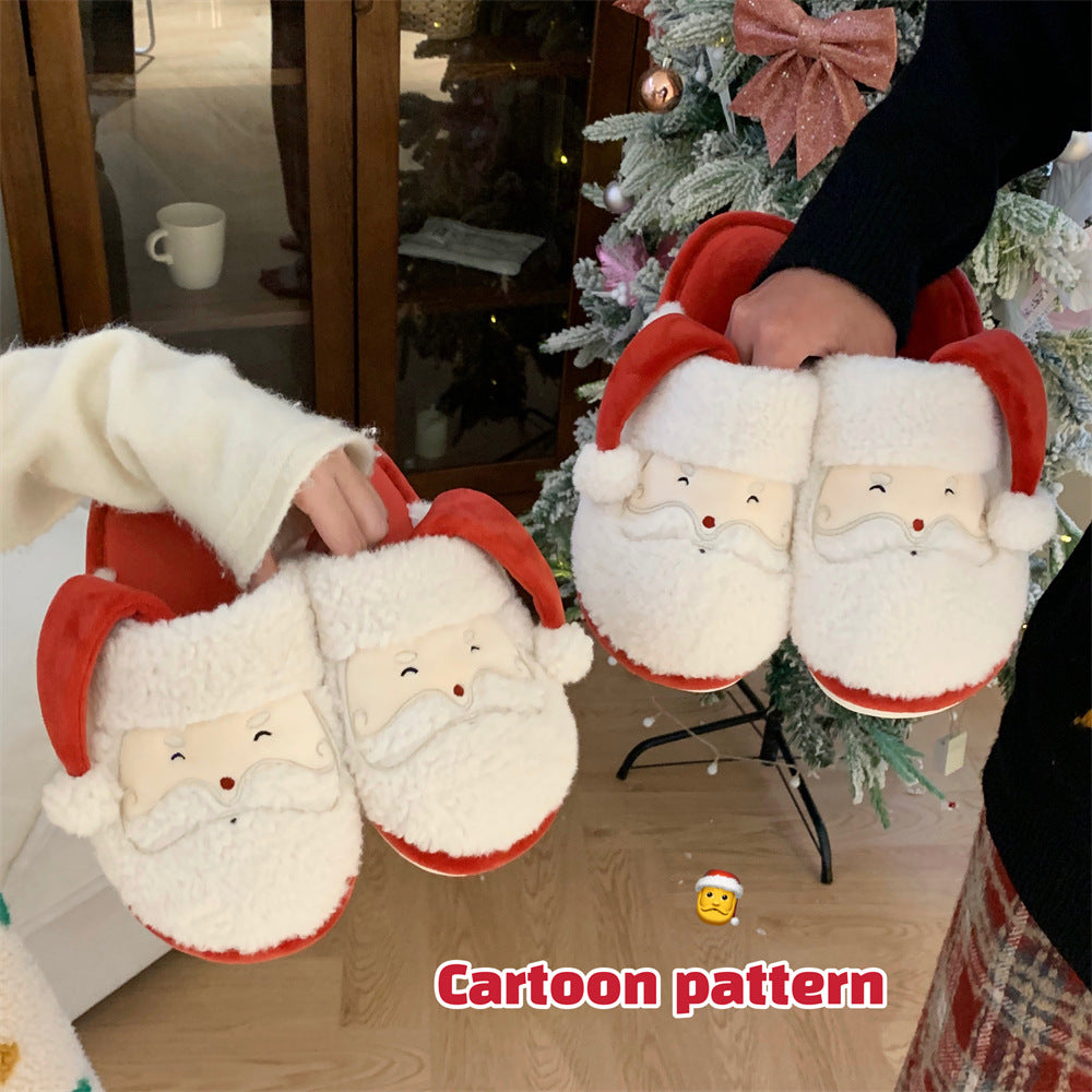 Male And Female Cute Santa Ins Leisure Warm Plush Confinement Shoes