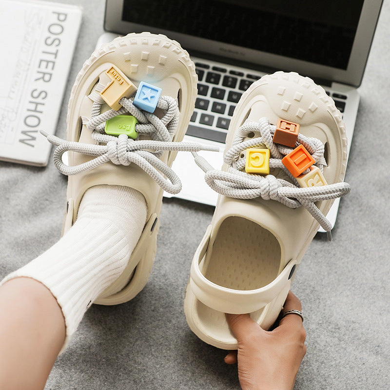 Summer Thick Sole Increased Couples Sandals Men's And Women's Closed Toe Hole Shoes
