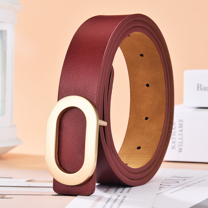 Simple And Versatile Oval Alloy Buckle Ladies Belt