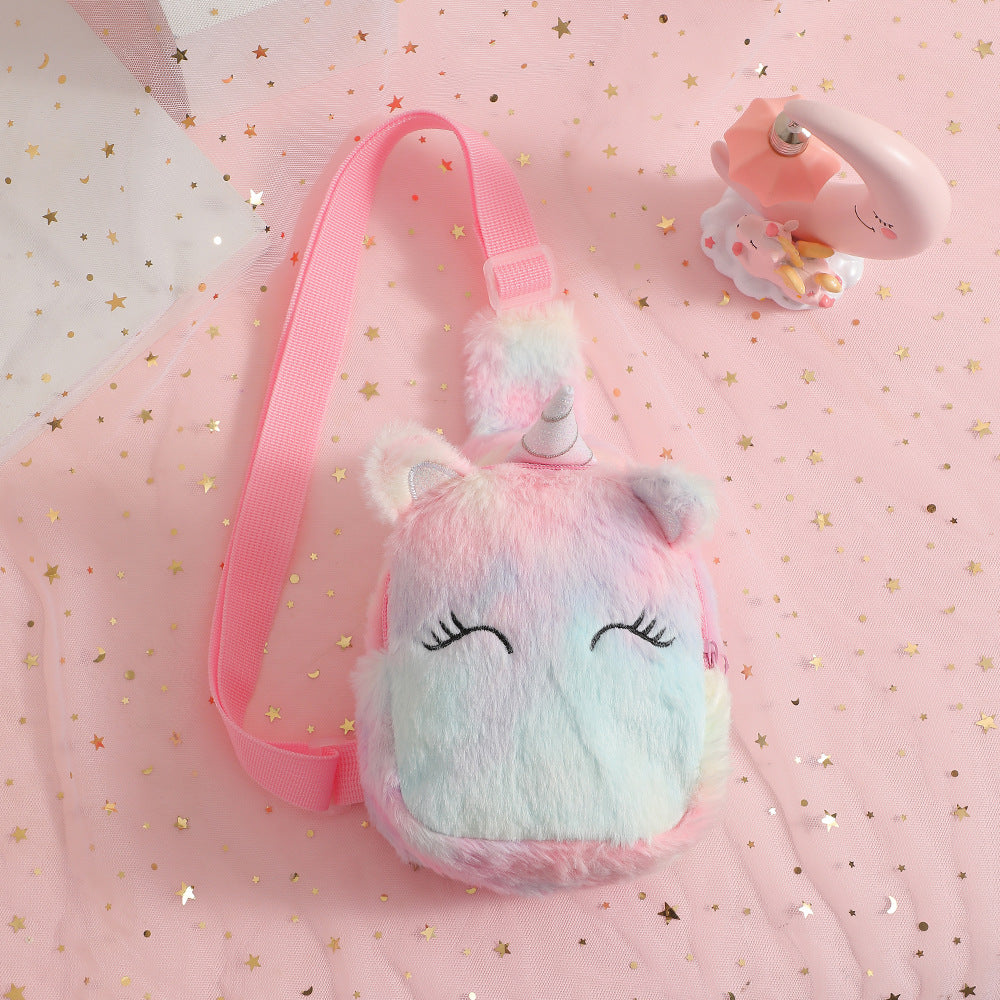 Cartoon Plush Squinting Chest Shoulder Messenger Bag