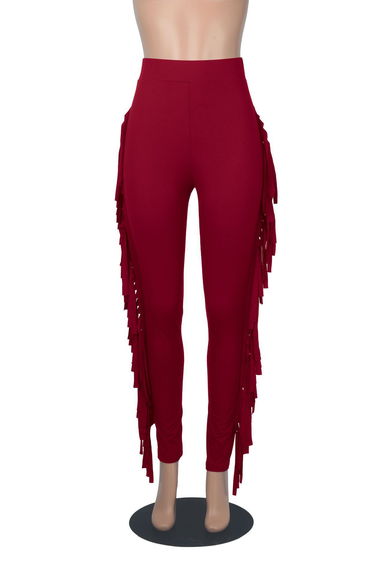 Spring And Autumn New European And American Women's Clothing Tight High Waist Tassel Bandage Pants