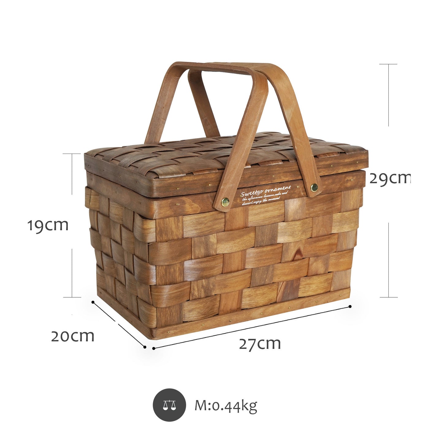 Woven Picnic Storage Basket With Lid