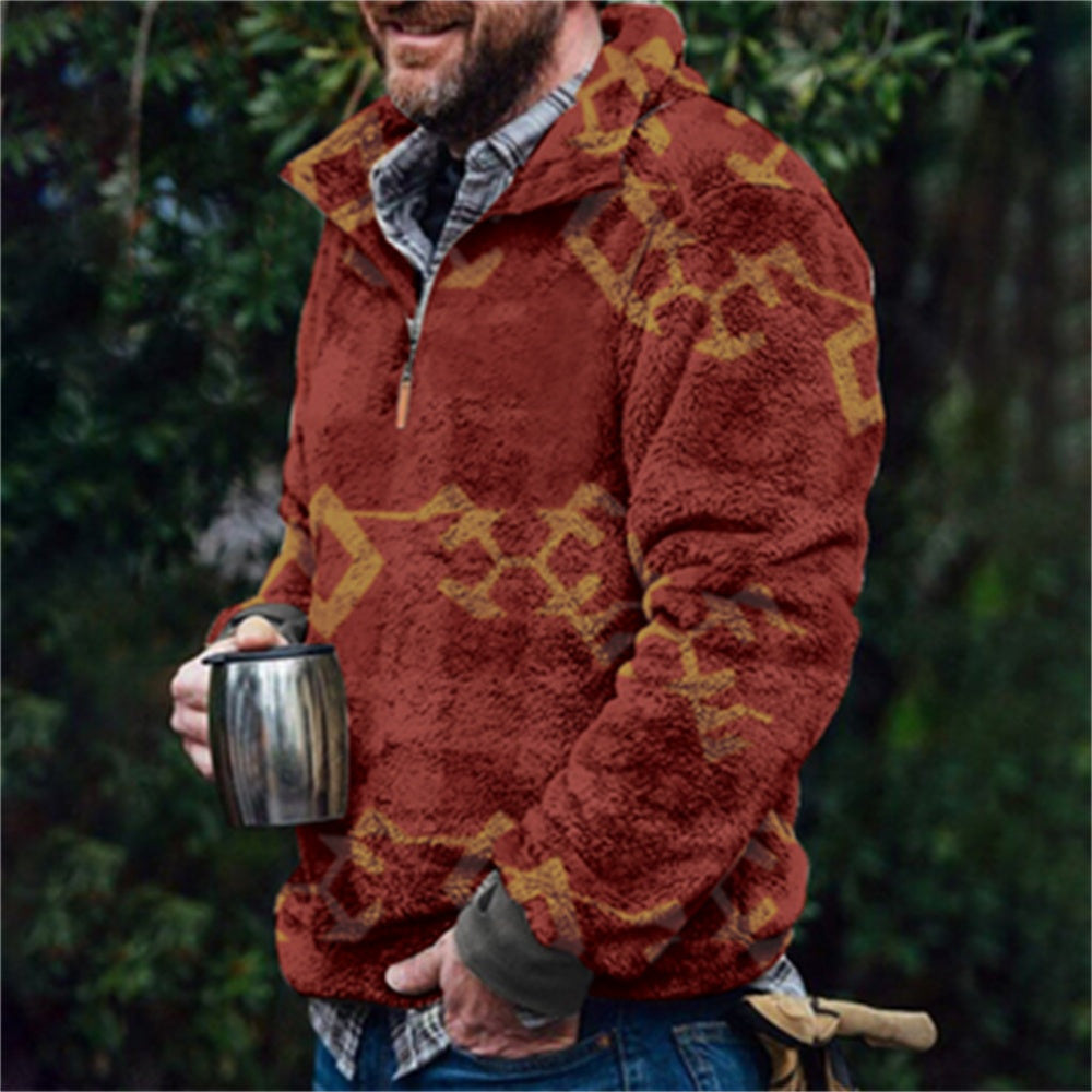 Autumn And Winter Casual Button Pocket Flannel Plush Men's Sweater