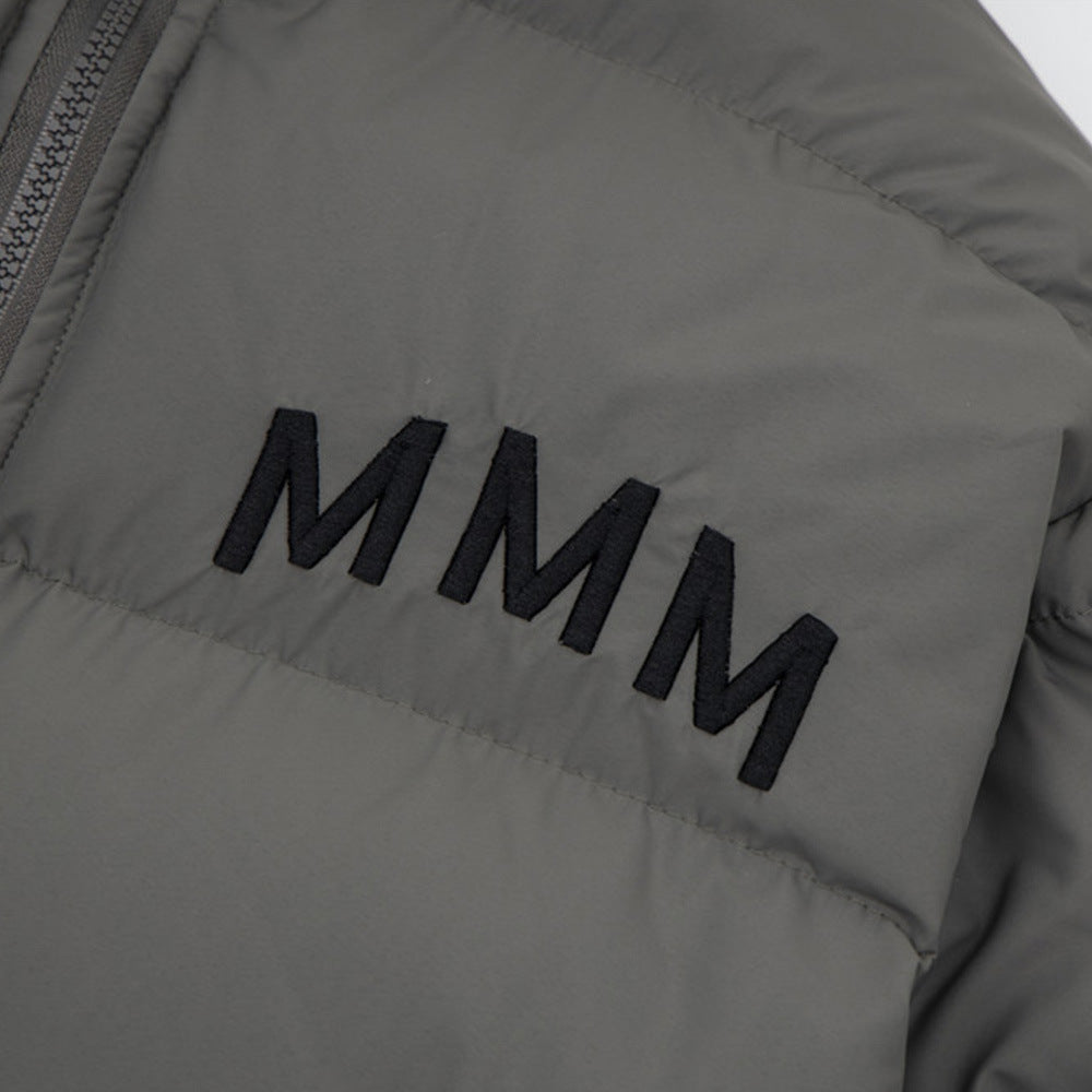 Men's Winter Loose Casual Contrast Color Stand Collar Cotton Coat Jacket