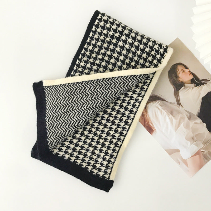 Women's Double-sided Houndstooth Herringbone Scarf
