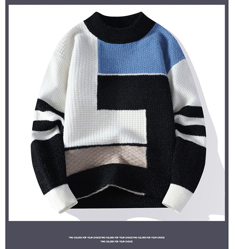 Sweater Men's Fleece-lined Thickened Knitting Bottoming Shirt