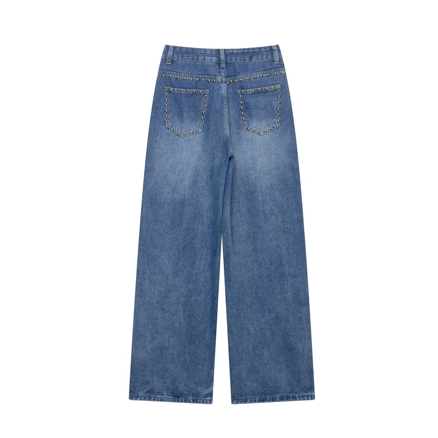 Magic Fashion Heavy Industry Metal Rivet Straight Jeans