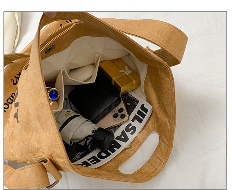 Casual One Shoulder Crossbody Portable Kraft Paper Bag
