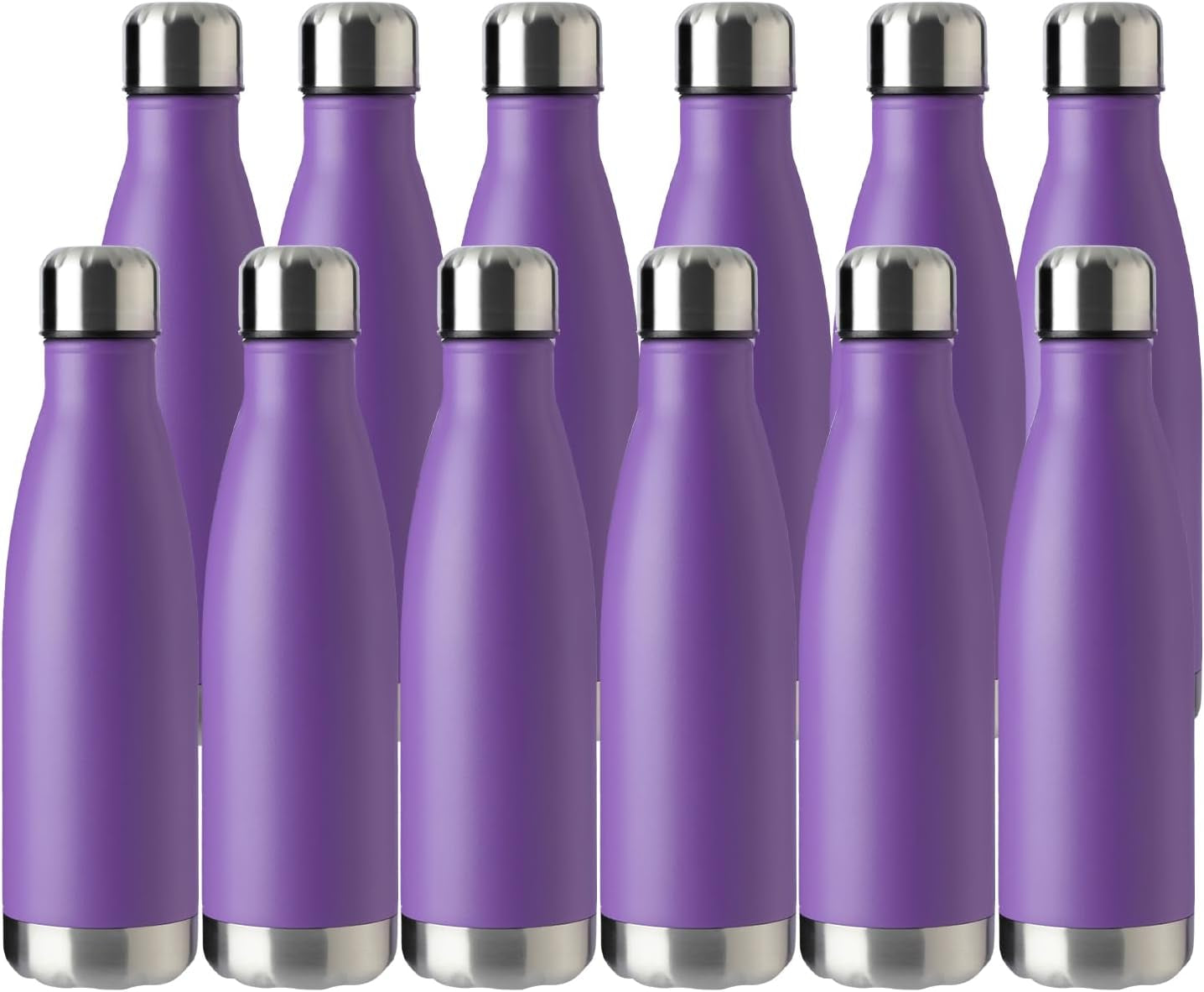 17Oz Sport Water Bottle 12 Pack Vacuum Insulated Stainless Steel Leak-Proof Double Wall Cola Shape Water Bottle,Keep Drinks Hot & Cold (Cold Gray,12 Pack)