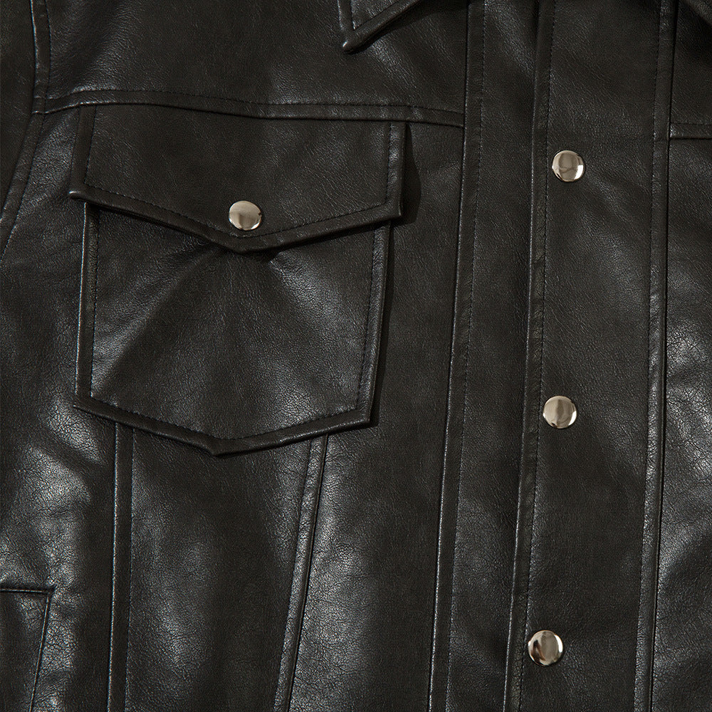 Lapel PU Leather Coat Men's Spring And Autumn