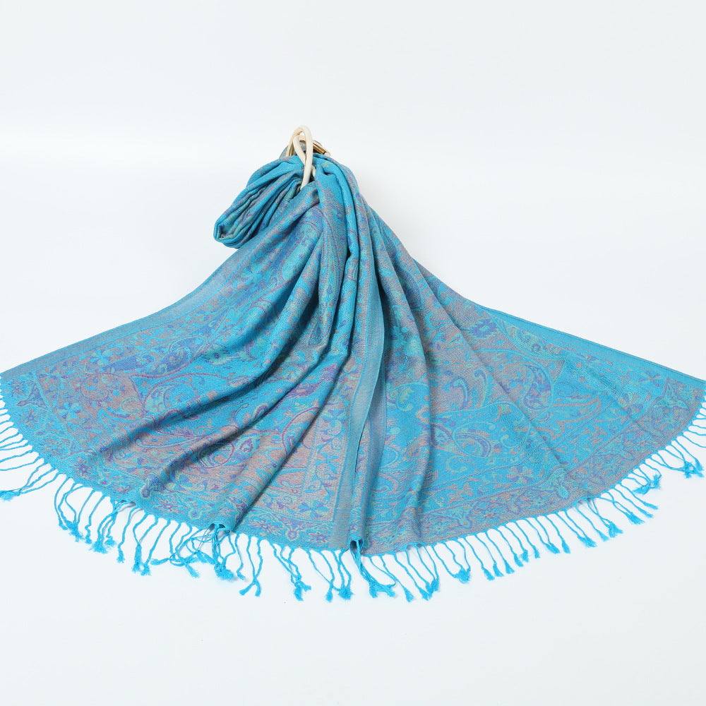 Export Scarf Ethnic Style Jacquard Cashew Tassel Shawl