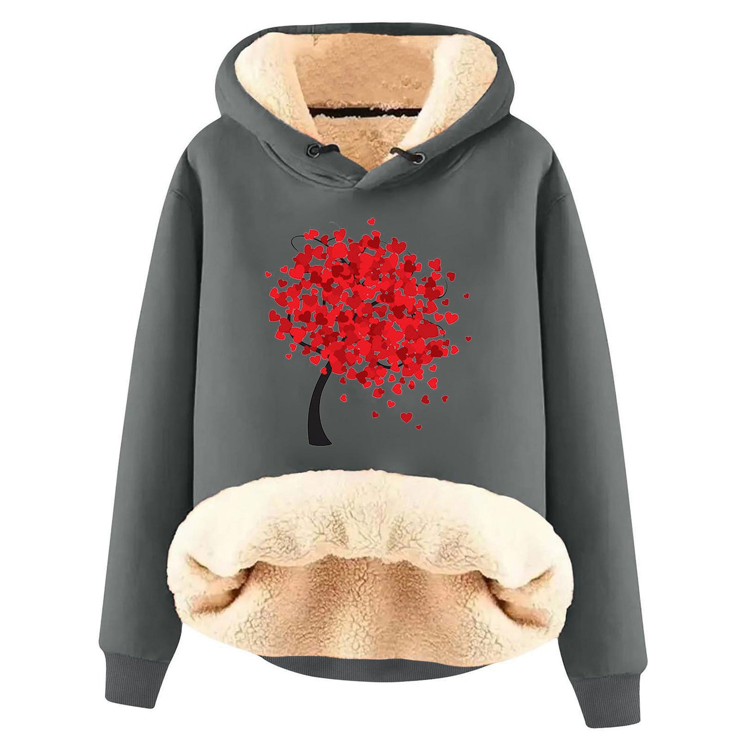 European And American Hooded Sweater Fleece Lined Padded Warm Keeping Loose Hooded Pullover