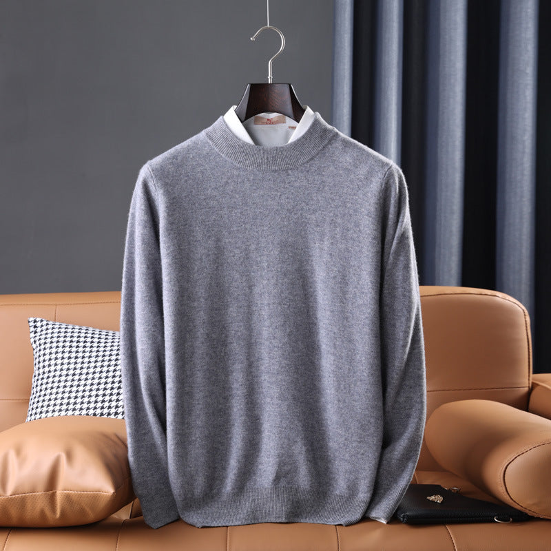 Cashmere Sweater, Men's Half High Collar Sweater, Youth
