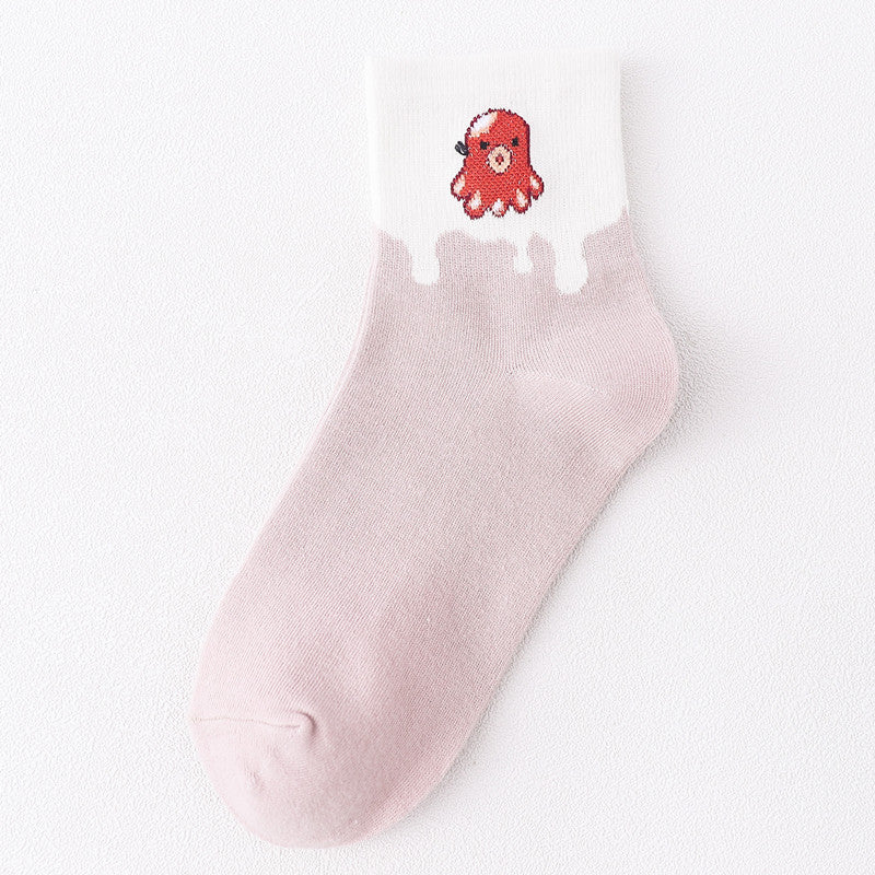 Sweet and cute color matching fruit short socks