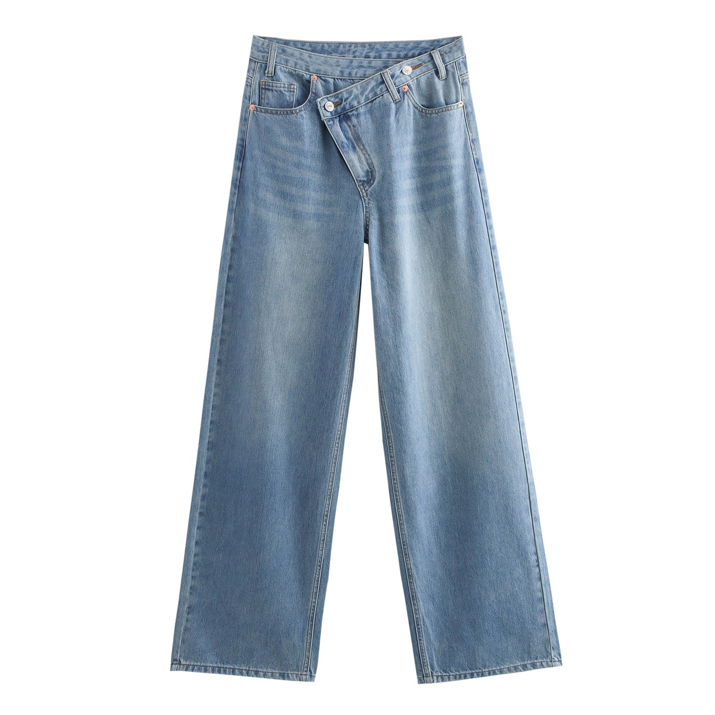 Retro High Waist Design Straight Wide Leg Pants