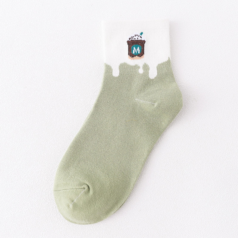 Sweet and cute color matching fruit short socks