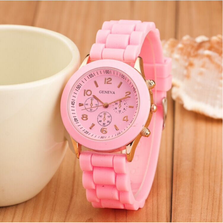 Foreign trade explosions Geneva jelly silicone watch GENEVA three-eye digital scale student quartz watch wholesale