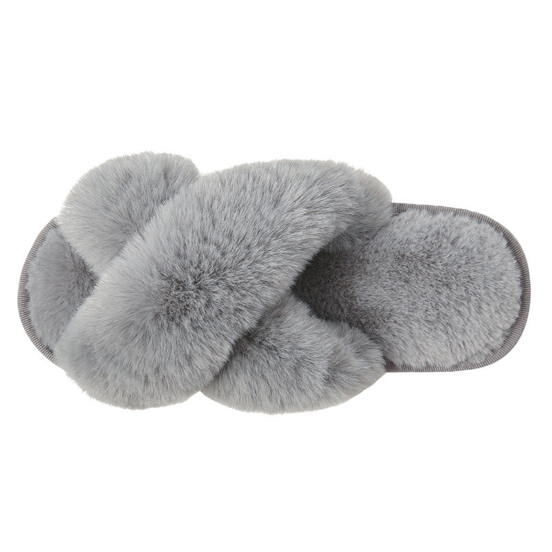 Slippers Winter Plush Cross Belt Drag Cotton