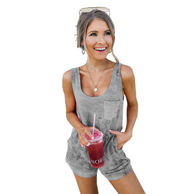 Women's Fashion Gradient Color Skinny Jumpsuit Shorts