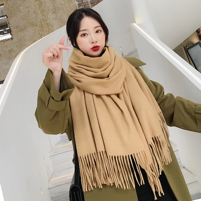 Women's Solid Color Thickened Cotton Cashmere Scarf