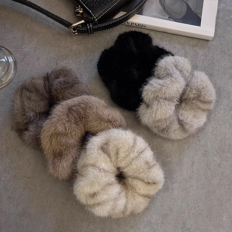 Large Intestine Hair Band Mink-like Waterproof Fabric Warm And Comfortable