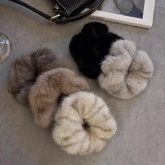 Large Intestine Hair Band Mink-like Waterproof Fabric Warm And Comfortable