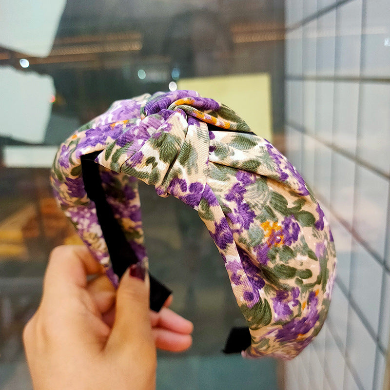 Printed Headband Simple Wide Fabric