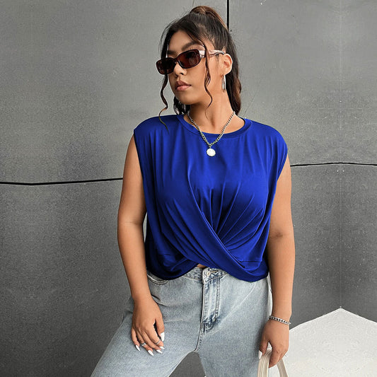 Women's Fashion Casual Style Round Neck Sleeveless Vest Top