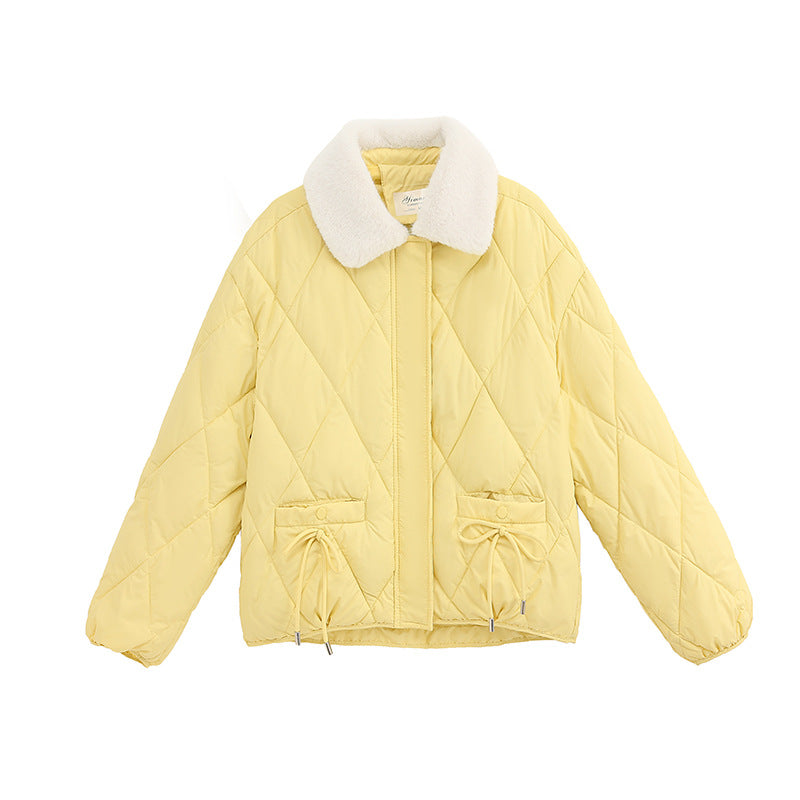 Women's Patchwork Fur Lapel Coat Contrast Color