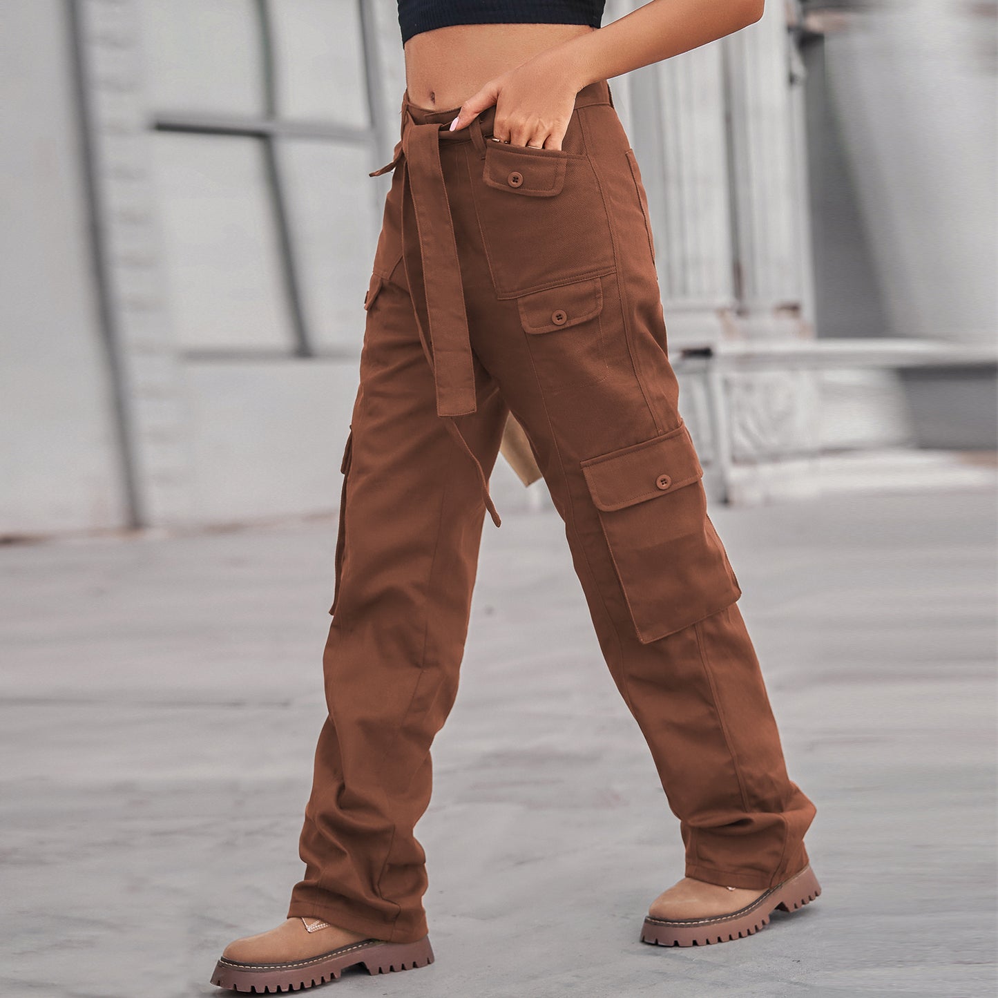 European And American Style New Washed Denim Multi-pocket Heavy Industry Casual Working Pants