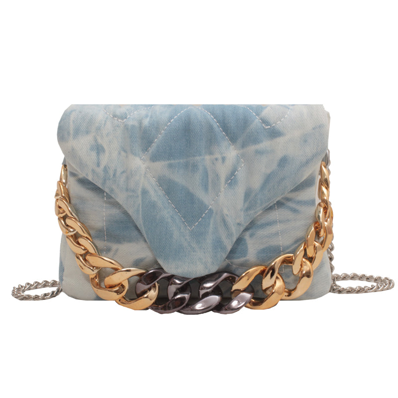 Niche Design Denim Retro Women's Chain One Shoulder Bag