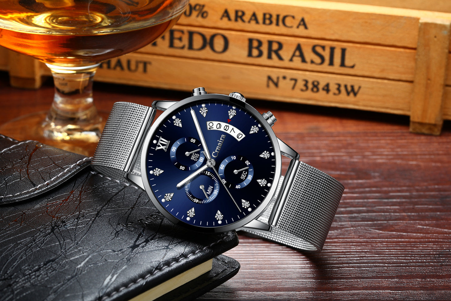 Men's Waterproof Luminous Multi-functional Diamond Quartz Watch
