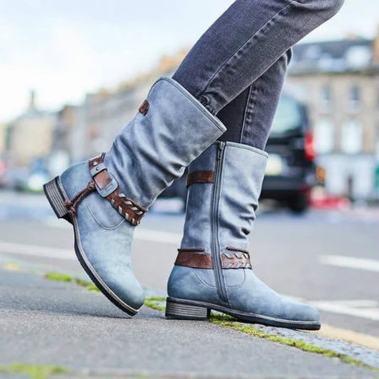 Low Heel Thick Heel Belt Buckle Cold And Warm Women's Boots