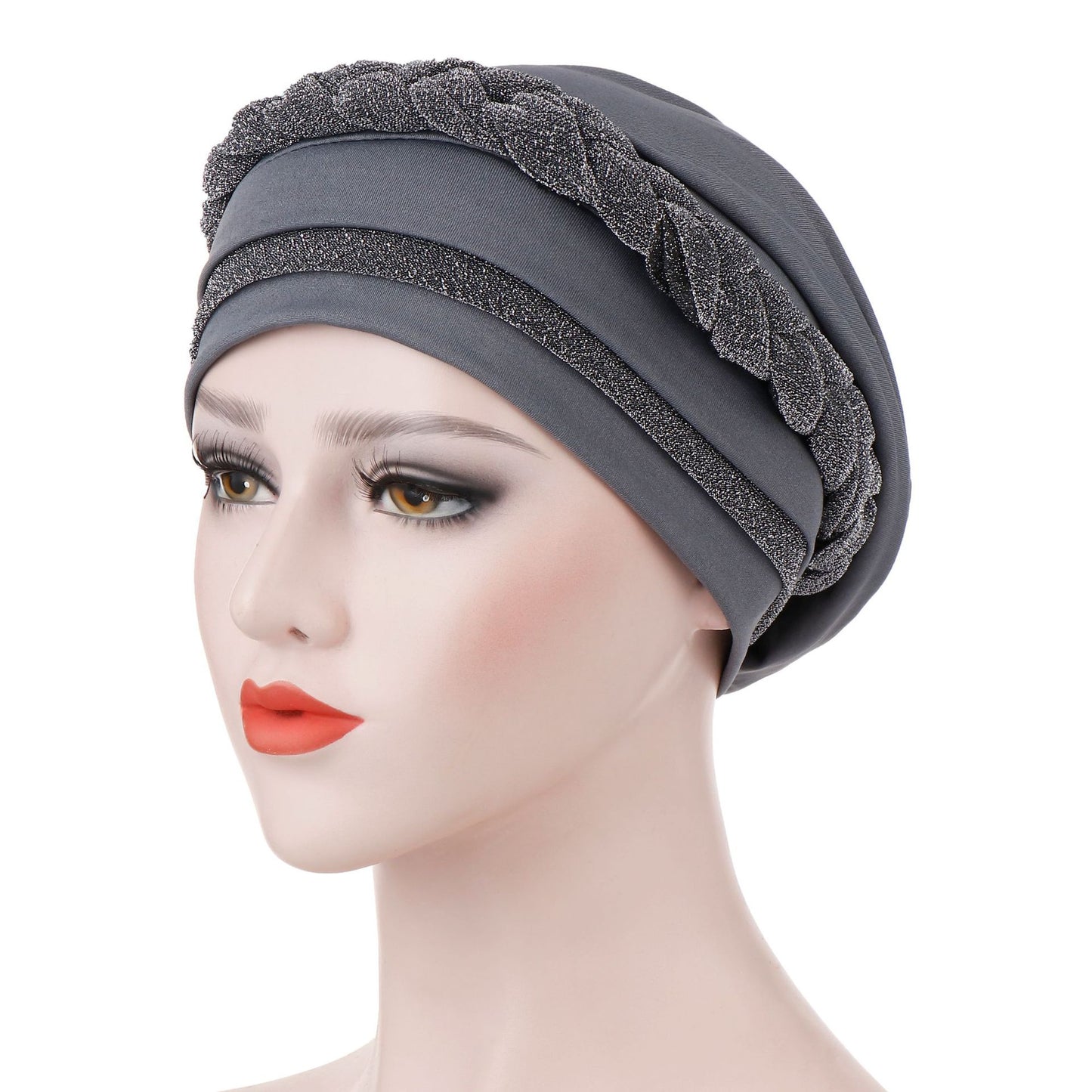 New Multi-color Crystal Hemp Three-layer Turban Hat