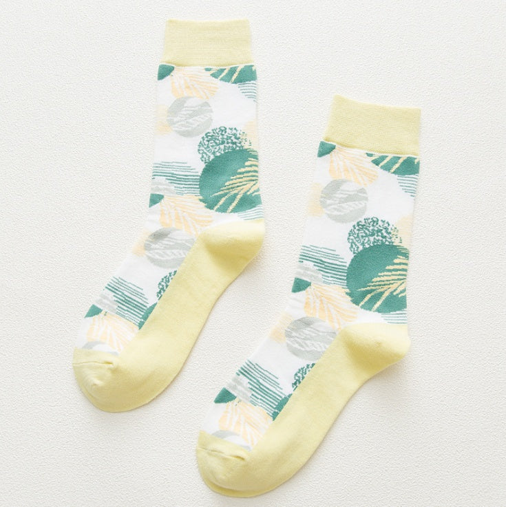Current tube socks, plant flowers, men's and women's socks