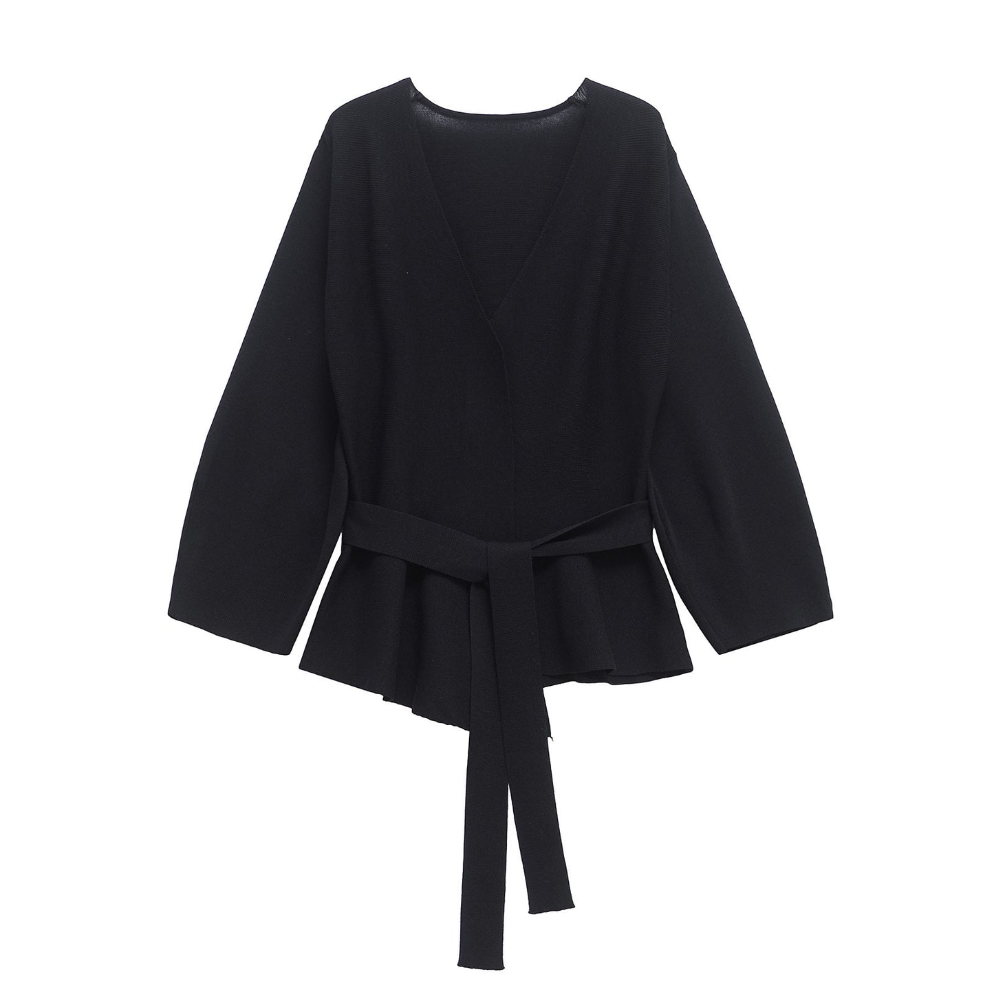 Fashionable Knitted Womens Long Sleeve Top With A Belt