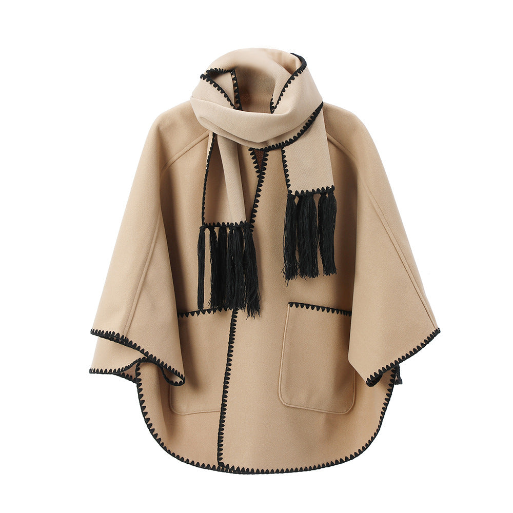 High-end Autumn And Winter Camel Pocket Shawl Scarf