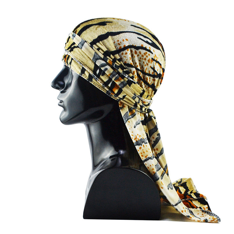 Plush printed long tail hat