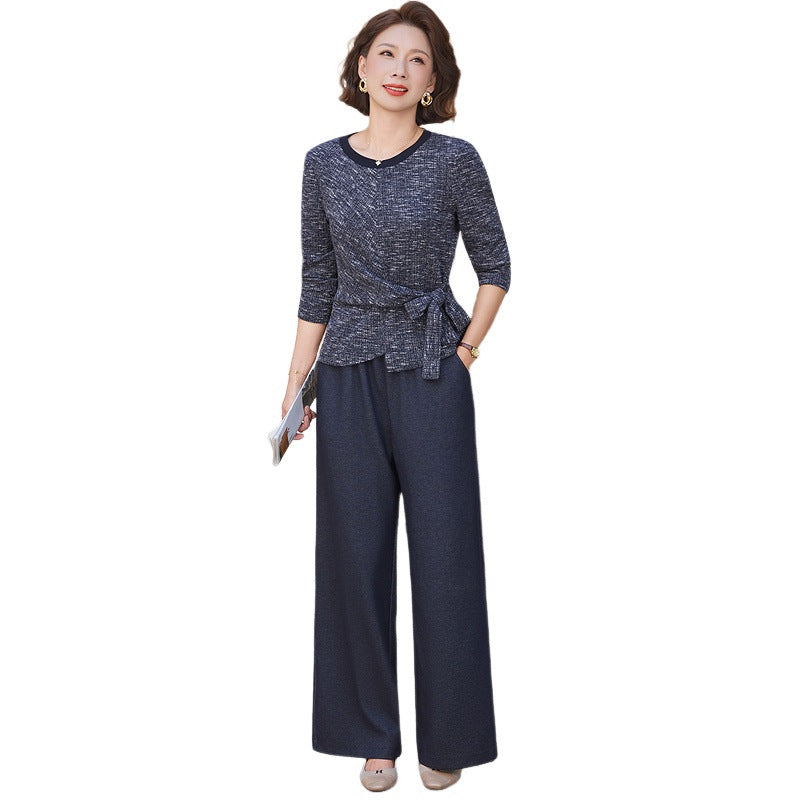 Fashion Temperament Youthful-looking Waist-controlled Slimming Long Sleeve Two-piece Set