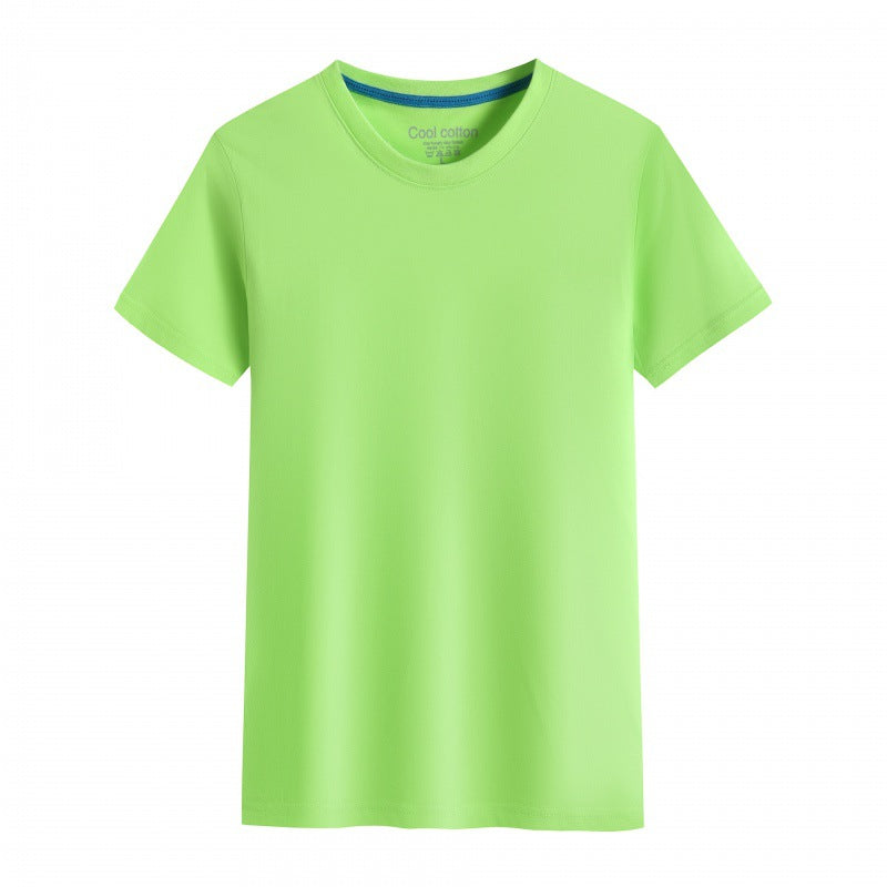 Herre- og dame-ensfarvet bomulds-T-shirt med rund hals til sommer