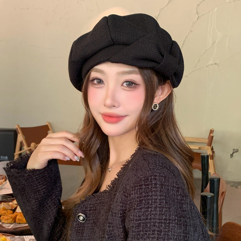Bowknot Niche Crowd Beret Temperament Makes Face Look Smaller Painter Cap Trendy