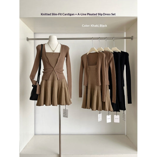 Womens Short Knitted Slim-Fit Cardigan Set For Stylish Outfits