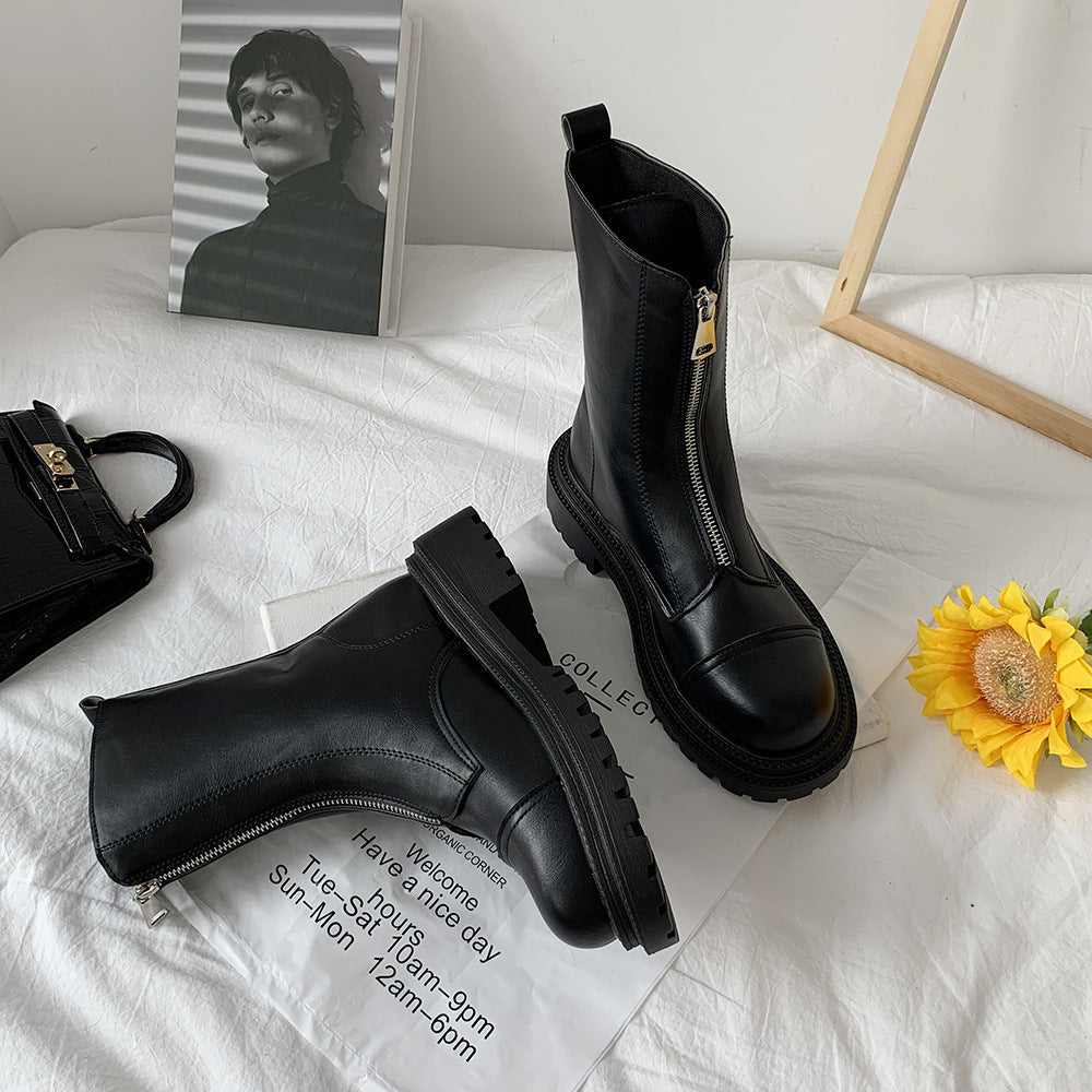 Female British style increased slim locomotive Martin boots