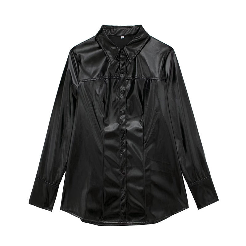 European And American Single-row Long-sleeved Top For Women