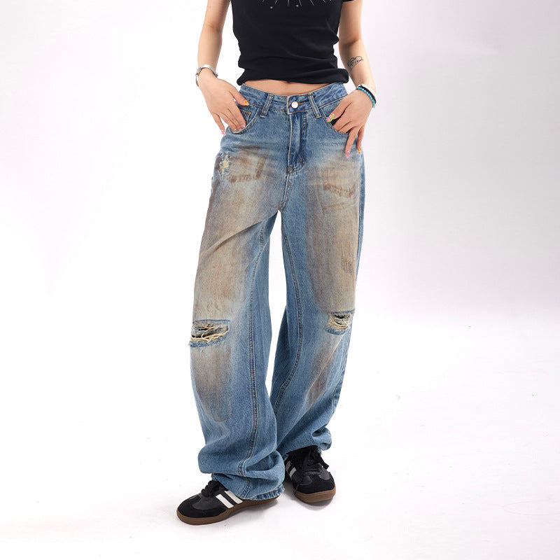 Women's American-style Retro Fashion And Personalized Jeans