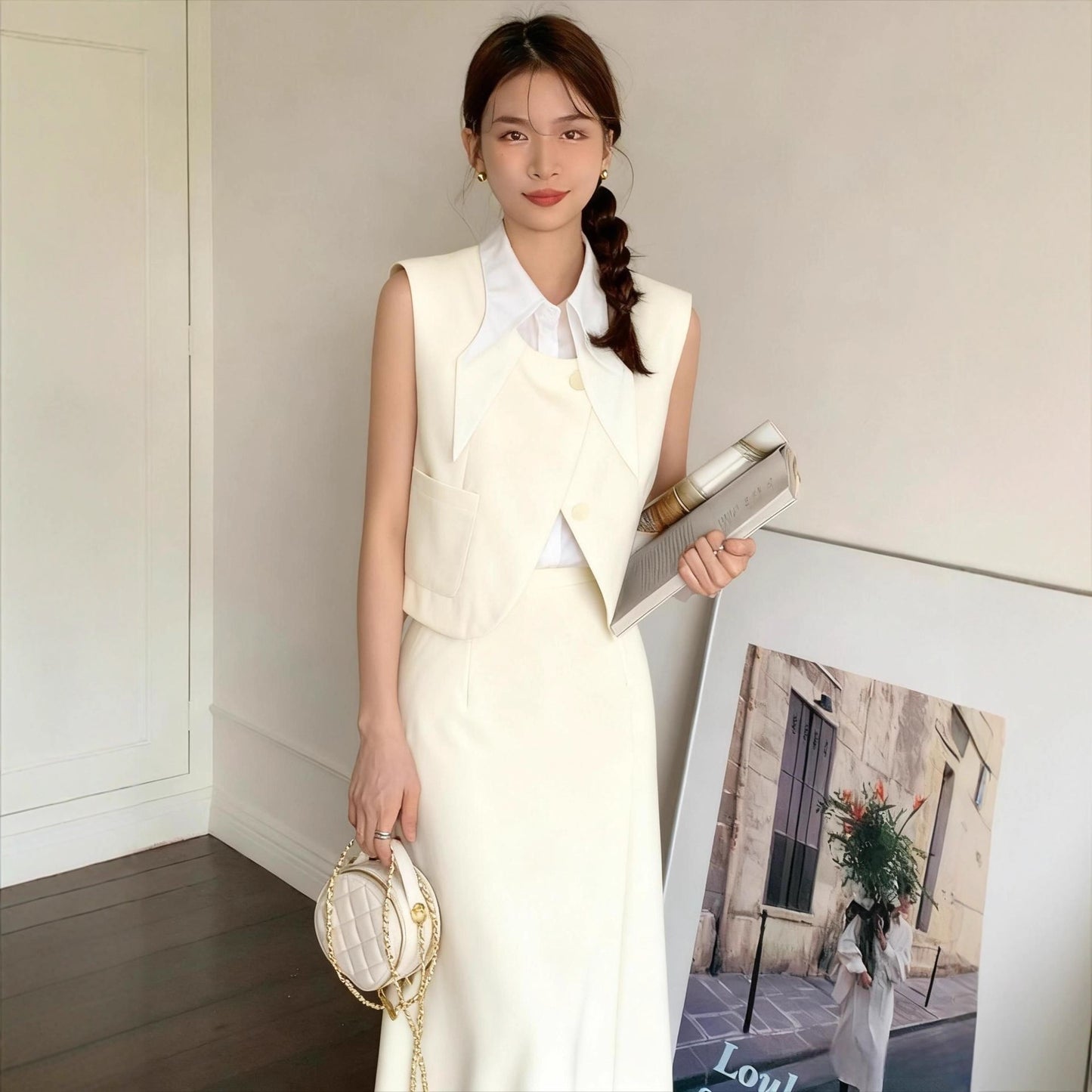 Split Sheath Skirt Mid-length Straight Skirt For Women