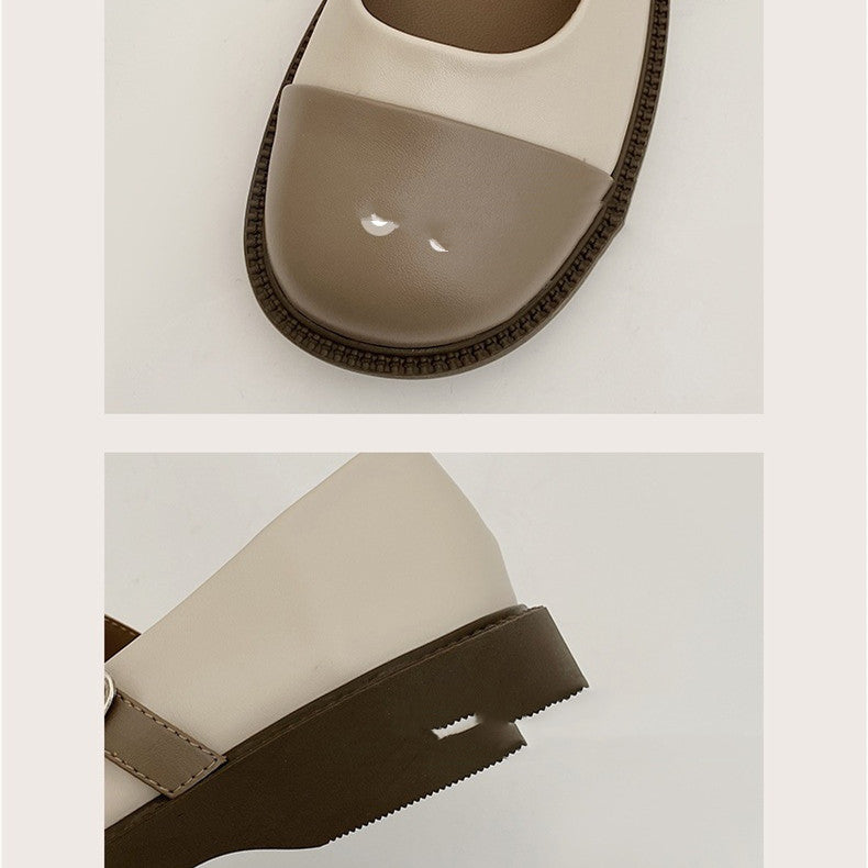 Women's Retro British Style Thick Sole High Leather Shoes