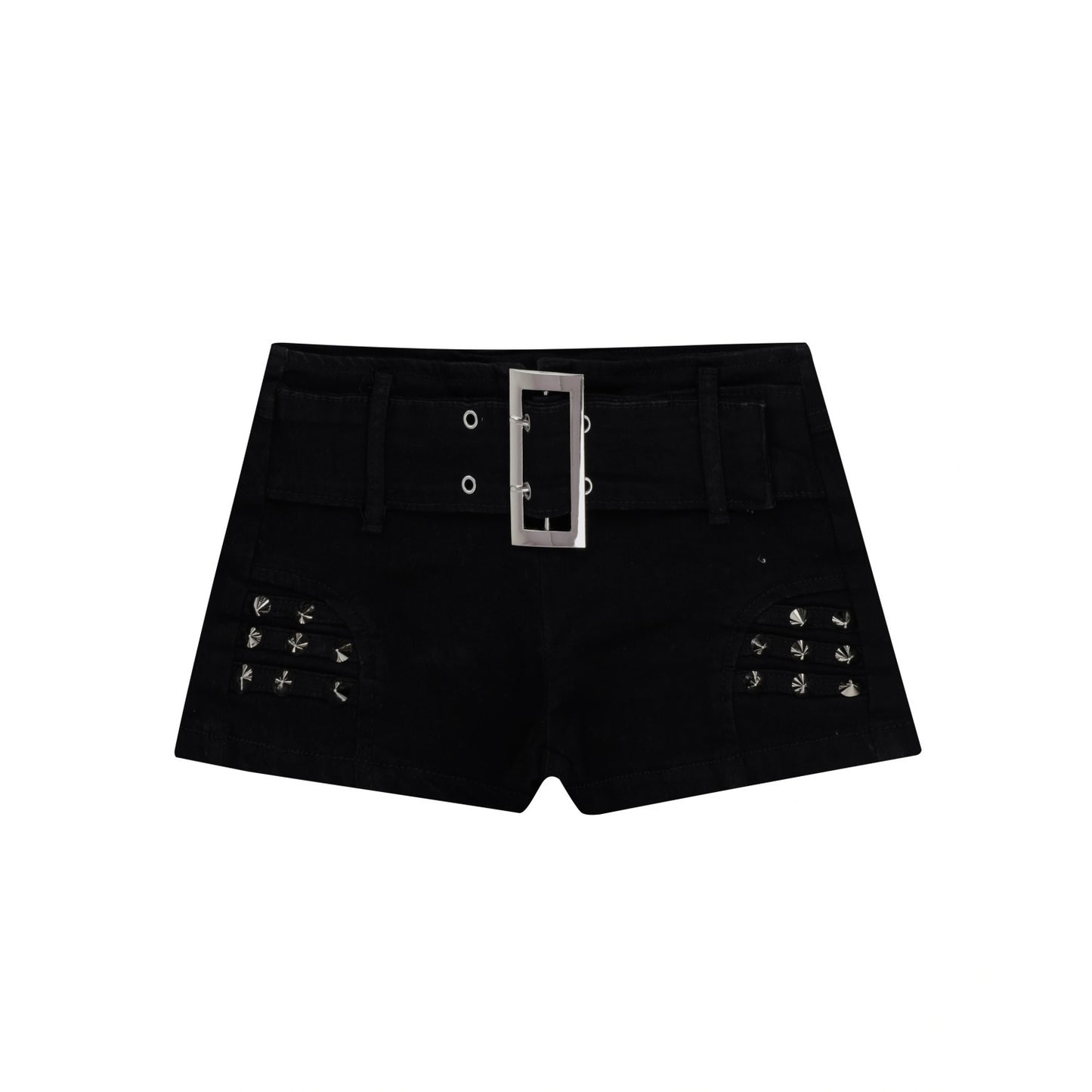 Womens Black Low-Waist Butt-Lifting Slimming Ultra-Short Shorts