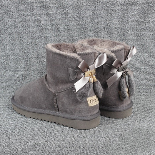 Low Tube Mink Fur Women's Plus Size Couple Boots